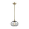 Gorham Mini Pendant shown in the Antique Brass finish with a Charcoal shade