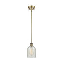 Caledonia Mini Pendant shown in the Antique Brass finish with a Mouchette shade