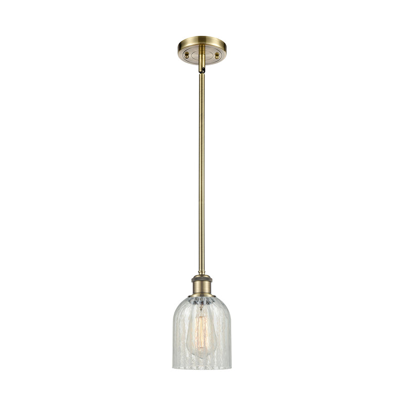 Caledonia Mini Pendant shown in the Antique Brass finish with a Mouchette shade