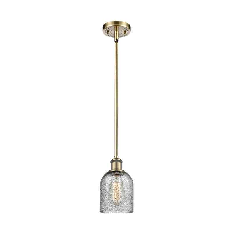 Caledonia Mini Pendant shown in the Antique Brass finish with a Charcoal shade