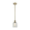 Caledonia Mini Pendant shown in the Antique Brass finish with a Mica shade