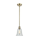 Hanover Mini Pendant shown in the Antique Brass finish with a Fishnet shade