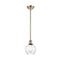 Waverly Mini Pendant shown in the Antique Brass finish with a Clear shade