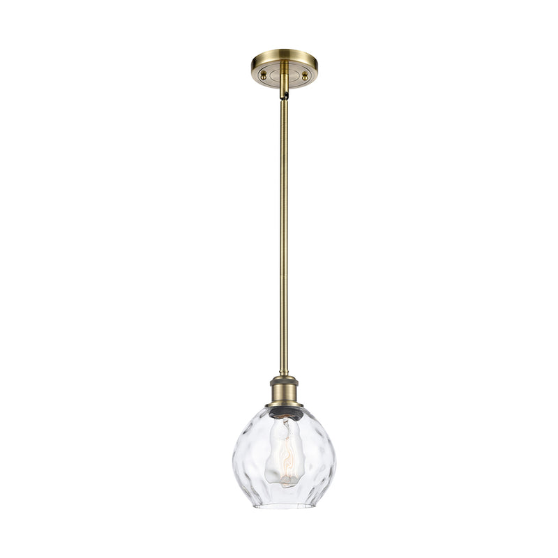 Waverly Mini Pendant shown in the Antique Brass finish with a Clear shade