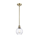 Waverly Mini Pendant shown in the Antique Brass finish with a Clear shade