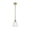 Castile Mini Pendant shown in the Antique Brass finish with a White shade