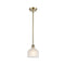 Dayton Mini Pendant shown in the Antique Brass finish with a White shade