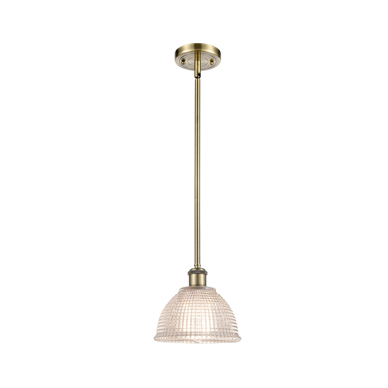 Arietta Mini Pendant shown in the Antique Brass finish with a Clear shade