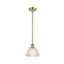 Arietta Mini Pendant shown in the Antique Brass finish with a Clear shade