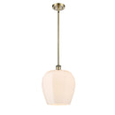 Norfolk Mini Pendant shown in the Antique Brass finish with a Matte White shade