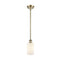 Clymer Mini Pendant shown in the Antique Brass finish with a Matte White shade