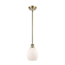 Eaton Mini Pendant shown in the Antique Brass finish with a Matte White shade