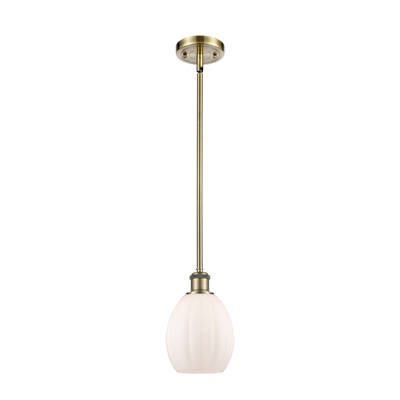 Eaton Mini Pendant shown in the Antique Brass finish with a Matte White shade