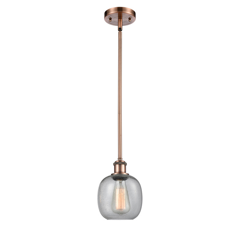 Belfast Mini Pendant shown in the Antique Copper finish with a Seedy shade