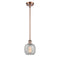 Belfast Mini Pendant shown in the Antique Copper finish with a Clear Crackle shade