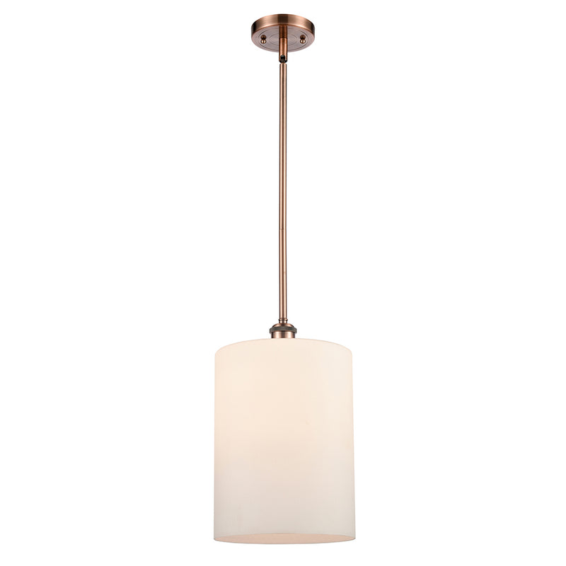 Cobbleskill Mini Pendant shown in the Antique Copper finish with a Matte White shade