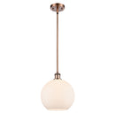 Athens Mini Pendant shown in the Antique Copper finish with a Matte White shade