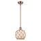 Farmhouse Rope Mini Pendant shown in the Antique Copper finish with a White Glass with Brown Rope shade