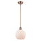 Athens Mini Pendant shown in the Antique Copper finish with a Matte White shade