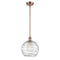 Deco Swirl Mini Pendant shown in the Antique Copper finish with a Clear shade