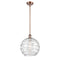 Deco Swirl Mini Pendant shown in the Antique Copper finish with a Clear shade