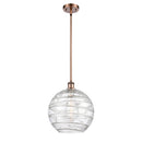 Deco Swirl Mini Pendant shown in the Antique Copper finish with a Clear shade