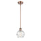 Deco Swirl Mini Pendant shown in the Antique Copper finish with a Clear shade