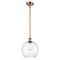 Athens Mini Pendant shown in the Antique Copper finish with a Clear shade