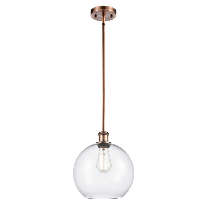 Athens Mini Pendant shown in the Antique Copper finish with a Clear shade