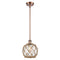 Farmhouse Rope Mini Pendant shown in the Antique Copper finish with a Clear Glass with Brown Rope shade