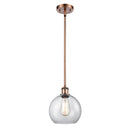 Athens Mini Pendant shown in the Antique Copper finish with a Clear shade