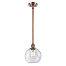 Athens Mini Pendant shown in the Antique Copper finish with a Seedy shade