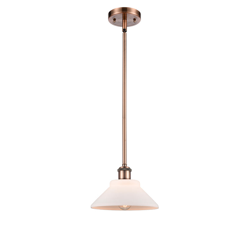 Orwell Mini Pendant shown in the Antique Copper finish with a Matte White shade