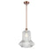 Springwater Mini Pendant shown in the Antique Copper finish with a Clear Spiral Fluted shade