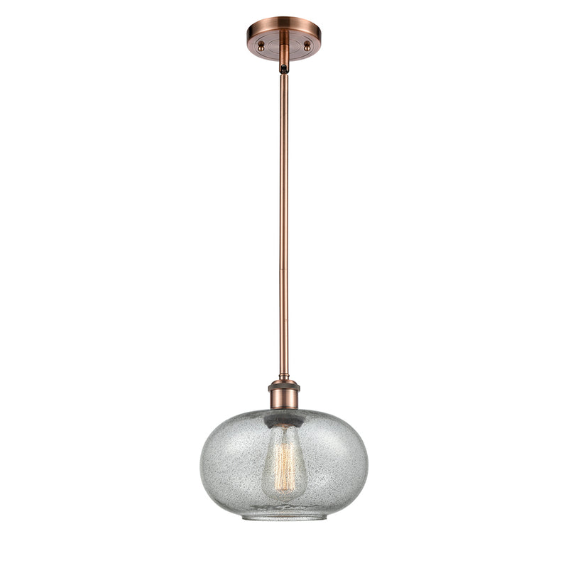 Gorham Mini Pendant shown in the Antique Copper finish with a Charcoal shade