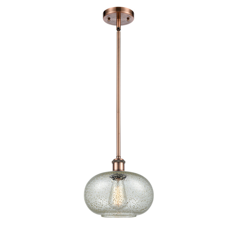 Gorham Mini Pendant shown in the Antique Copper finish with a Mica shade