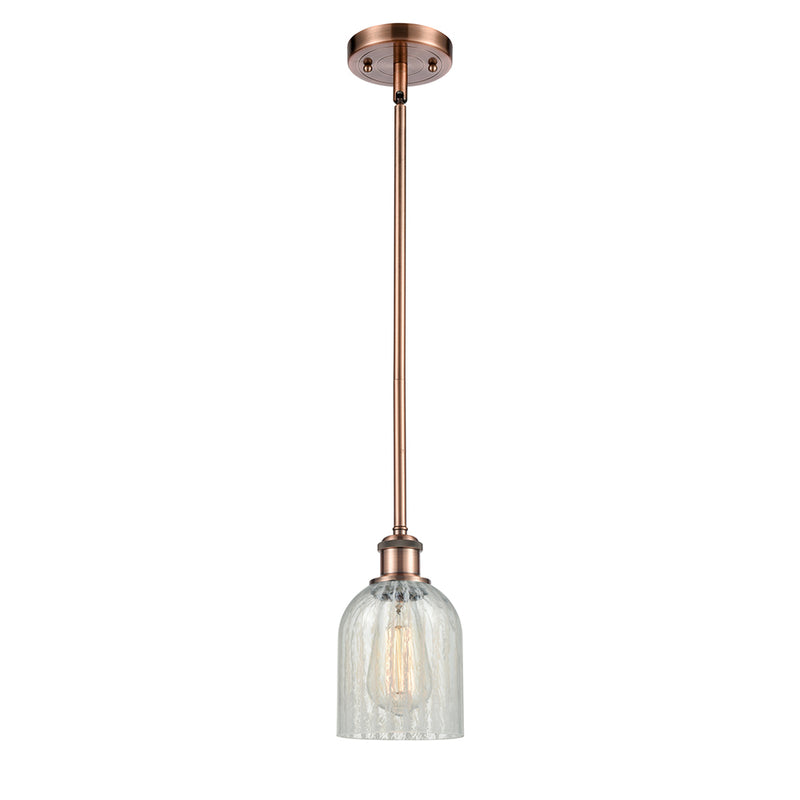 Caledonia Mini Pendant shown in the Antique Copper finish with a Mouchette shade