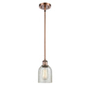 Caledonia Mini Pendant shown in the Antique Copper finish with a Mica shade