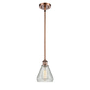 Conesus Mini Pendant shown in the Antique Copper finish with a Clear Crackle shade