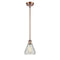 Conesus Mini Pendant shown in the Antique Copper finish with a Clear Crackle shade