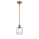 Salina Mini Pendant shown in the Antique Copper finish with a Clear Spiral Fluted shade