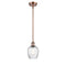 Salina Mini Pendant shown in the Antique Copper finish with a Clear Spiral Fluted shade