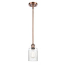 Hadley Mini Pendant shown in the Antique Copper finish with a Clear shade