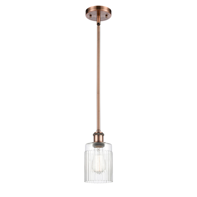 Hadley Mini Pendant shown in the Antique Copper finish with a Clear shade