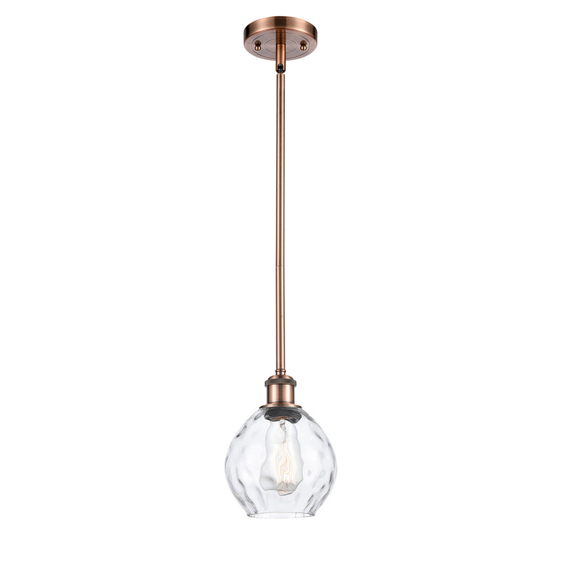 Waverly Mini Pendant shown in the Antique Copper finish with a Clear shade