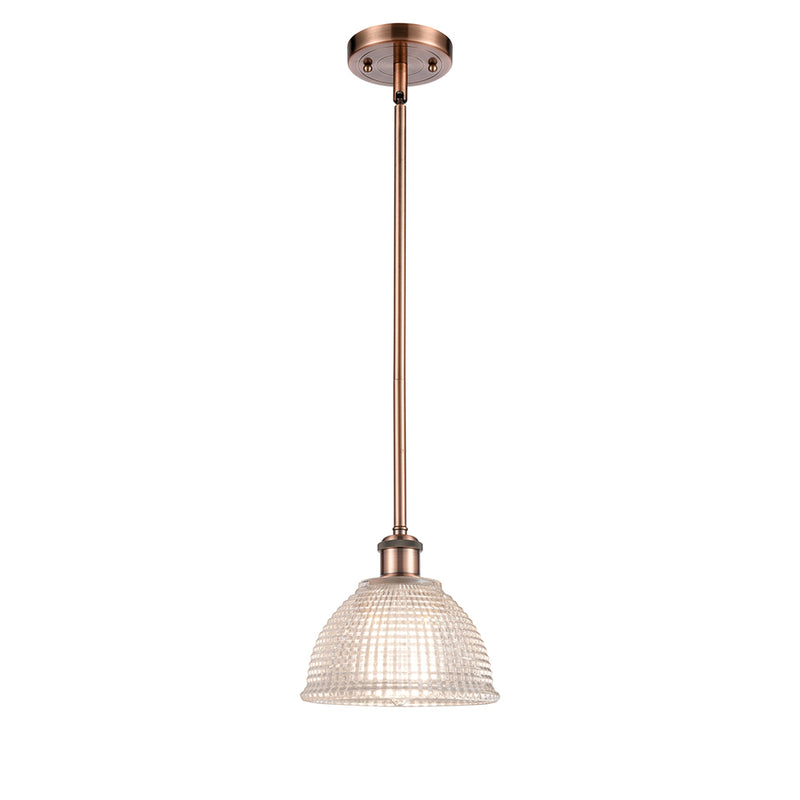 Arietta Mini Pendant shown in the Antique Copper finish with a Clear shade