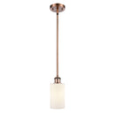 Clymer Mini Pendant shown in the Antique Copper finish with a Matte White shade