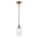 Clymer Mini Pendant shown in the Antique Copper finish with a Clear shade