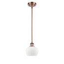 Fenton Mini Pendant shown in the Antique Copper finish with a Matte White shade