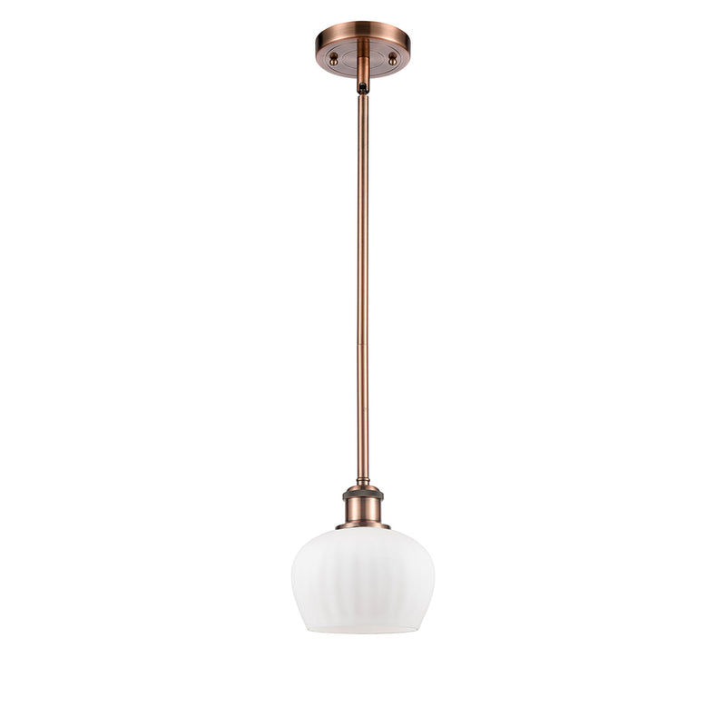 Fenton Mini Pendant shown in the Antique Copper finish with a Matte White shade